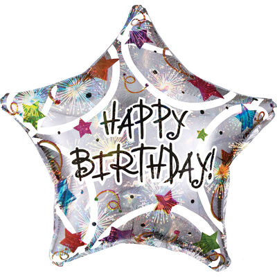 18 Inch Star Happy Birthday Helium Balloon image number 1