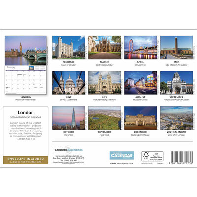 London 2020 A4 Wall Calendar image number 2