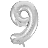 34 Inch Silver Number 9 Helium Balloon