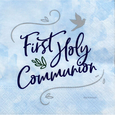 Blue First Holy Communion Paper Napkins - 16 Pack image number 1