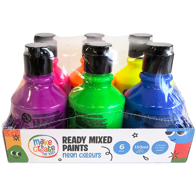 Ready Mixed Neon Paints: Pack of 6 image number 2