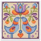 Folk Art Mini Cross Stitch Kit: Love Bird Tile image number 1