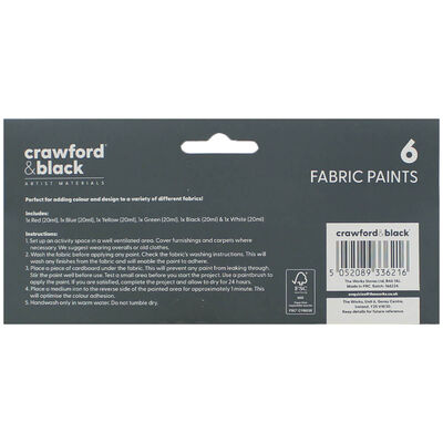 Crawford & Black Fabric Paints: Pack of 6 image number 3