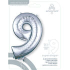 34 Inch Silver Number 9 Helium Balloon image number 2