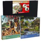 Tiger Sanctuary & Summer Stream 1000 Piece Jigsaw Puzzle with Portapuzzle Standard Jigsaw Accessory Bundle image number 1