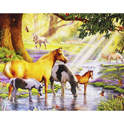Horses by the Stream 500 Piece Jigsaw Puzzle image number 2