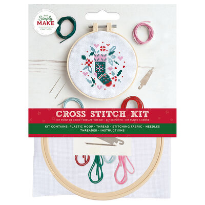 Cross Stitch Hoop Kit: Festive Stocking image number 1