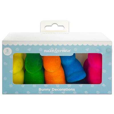 Neon Faux fur Easter Bunny Decorations: Pack of 5 image number 1