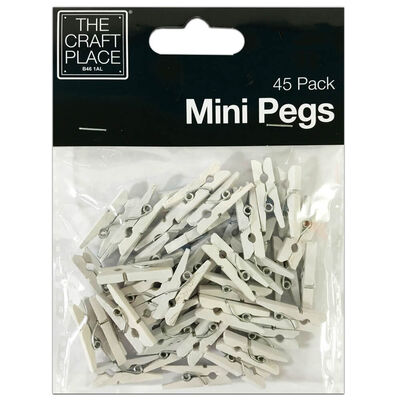 Mini White Wooden Pegs: Pack of 45 image number 1