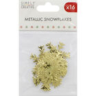 Metallic Gold Snowflakes - 16 Pack image number 1
