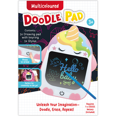 Multicoloured Doodle Pad Keyring: Unicorn image number 1