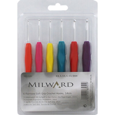 6 Rainbow Soft Grip Crochet Hooks image number 1