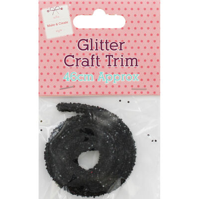 Black Glitter Craft Trim - 46cm image number 1