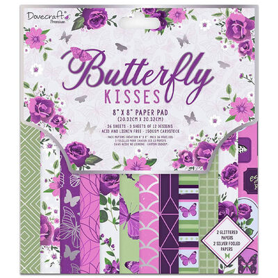 Dovecraft Premium Butterfly Kisses Paper Pad 8”x8” image number 1