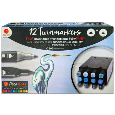 Deco Time Twinmarkers and Stackable Storage Box: Pack of 12 image number 1