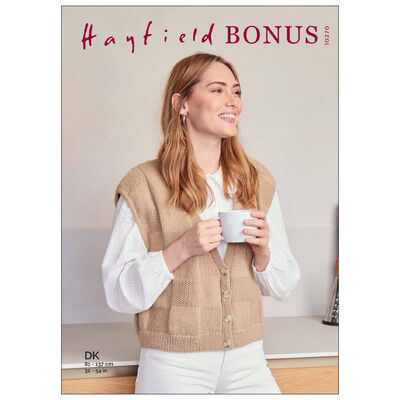 Hayfield Bonus DK: Boxy Chequer Board Waistcoat Knitting Pattern 10270 image number 1