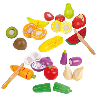 PlayWorks Wooden Fruit and Vegetable Chopping Play Set Bundle image number 1