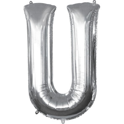 34 Inch Silver Letter U Helium Balloon image number 1