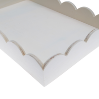 Wooden Scallop Edge Tray: 29.6 x 19.6 x 4.5cm