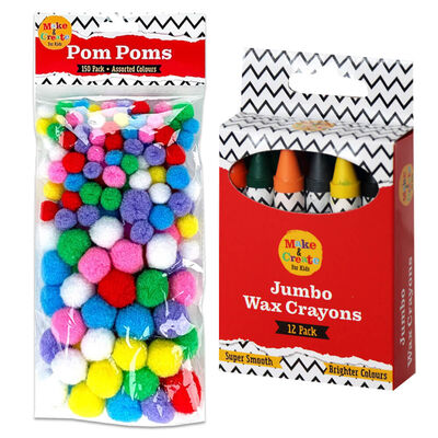 Pastel Self-Adhesive Glitter Pom Poms (Pack of 150) Craft Supplies