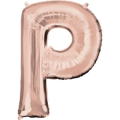 34 Inch Light Rose Gold Letter P Helium Balloon image number 1