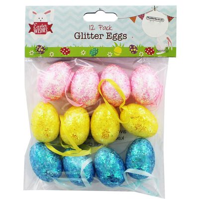 Glitter Easter Eggs: Pack of 12 image number 1