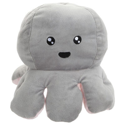 Large Reversible Squid Plush Toy: Grey & Pink image number 1