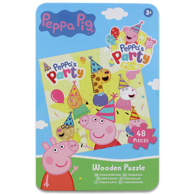 Peppa Pig's Party 48 Piece Wooden Puzzle Tin image number 1