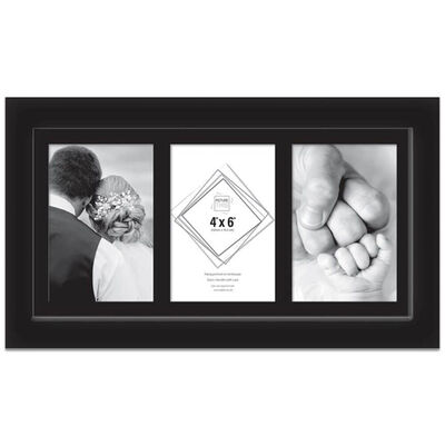 Black 3 Aperture Photo Frame: 4&rdquo; x 6&rdquo; image number 1