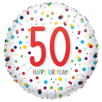 18 Inch Confetti Number 50 Happy Birthday Helium Balloon image number 1