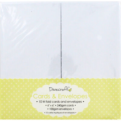 10 White Tri Fold Blank Cards - 6 x 6 Inches image number 1