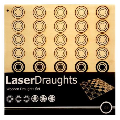 Wooden Laser Cut Draughts Set image number 1