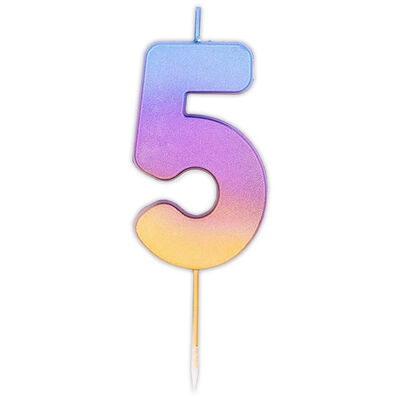 Rainbow Ombre Number 5 Candle image number 1