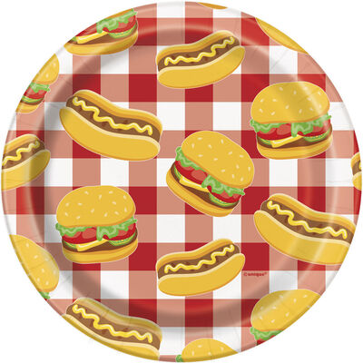Burger BBQ Small Paper Plates - 8 Pack image number 1