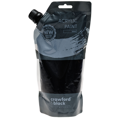 Crawford & Black Black Acrylic Paint: 500ml image number 1