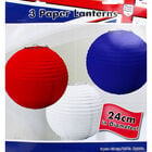 Red, White and Blue Hanging Lanterns - Set of 3 image number 1