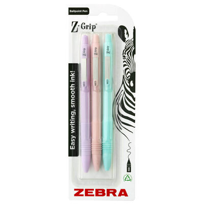 Zebra Z-Grip Smooth Pastel Ballpoint Pens: Pack of 3 image number 1