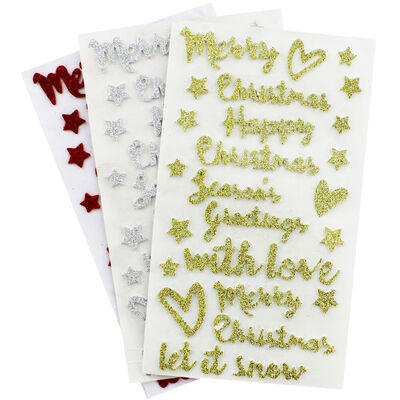 Christmas Sentiment Glitter Stickers image number 1