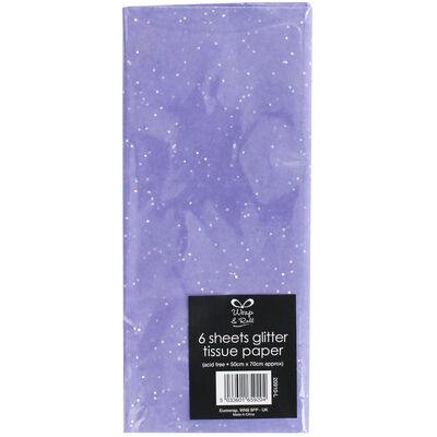 Lilac Glitter Tissue Paper - 6 Sheets image number 1
