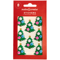 Pom-Pom Xmas Tree 3D Stickers: Pack of 8