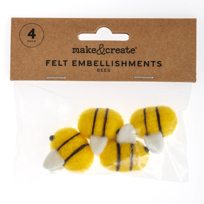 Felt Bee Embellishments: Pack of 4 image number 3
