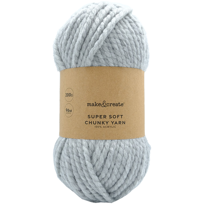 Super Soft Chunky Acrylic Yarn: Grey 200g image number 1