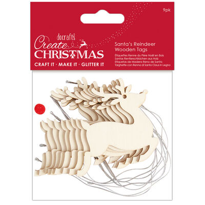 Reindeer Wooden Tags: Pack of 9 image number 1