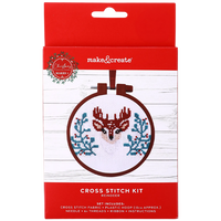 Festive Reindeer Cross Stitch Hoop Kit