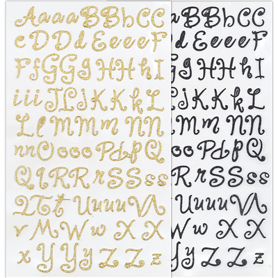 Gold & Black Script Stickers: Pack of 170 image number 1