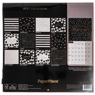 Monochrome Square Calendar and A5 Diary Set 2027 image number 3
