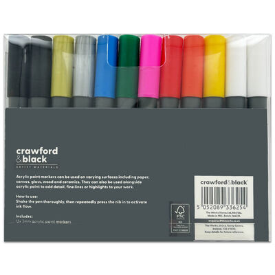 Crawford & Black Paint Markers: Pack of 12 image number 2