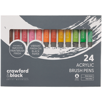 Crawford & Black Acrylic Brush Pen Set: Pack of 24