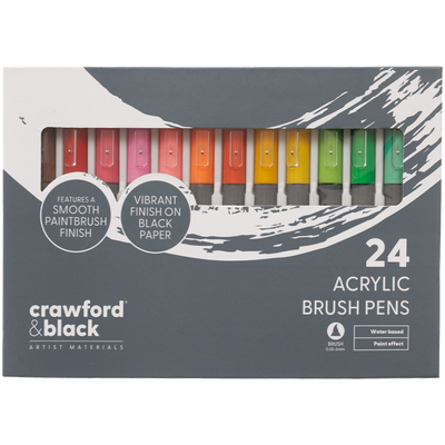 Crawford & Black Acrylic Brush Pen Set: Pack of 24 image number 1