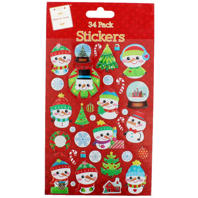 Snowman Stickers: Pack of 34 image number 1